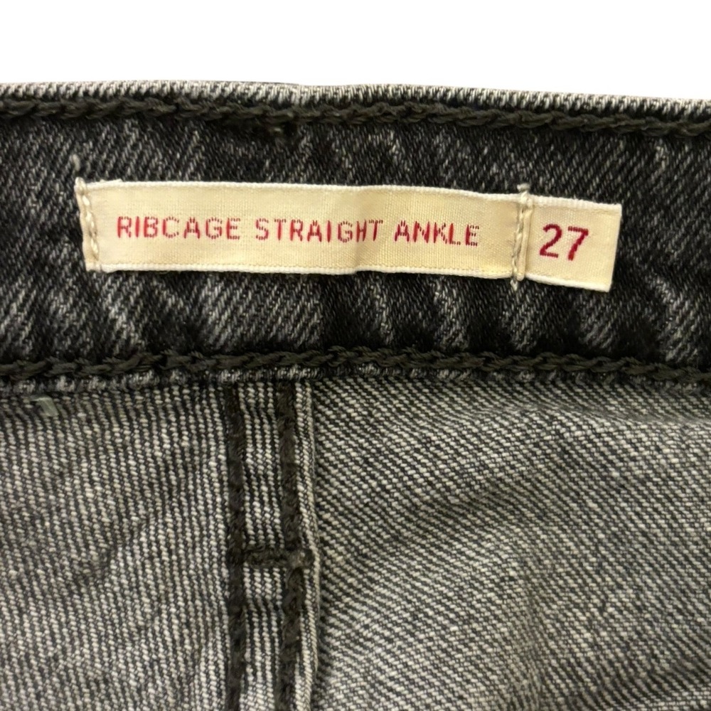 Levi's Ribcage Straight Ankle Jeans Black High Rise Button Fly Festival Boho 27 - Picture 4 of 15